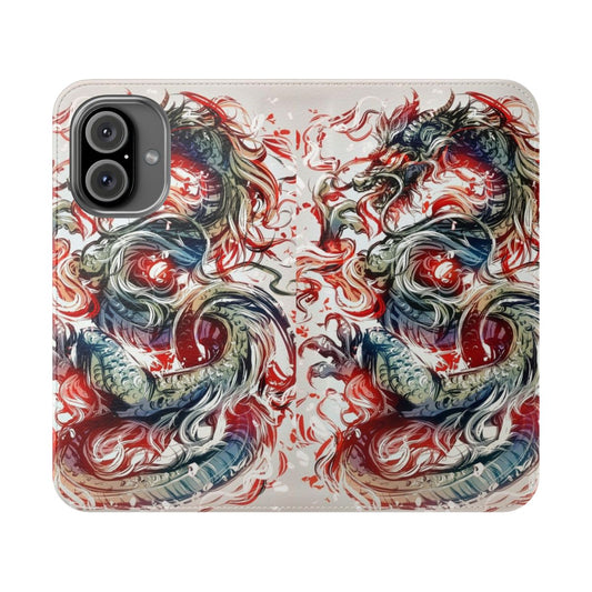 Flip phone case with a dragon design