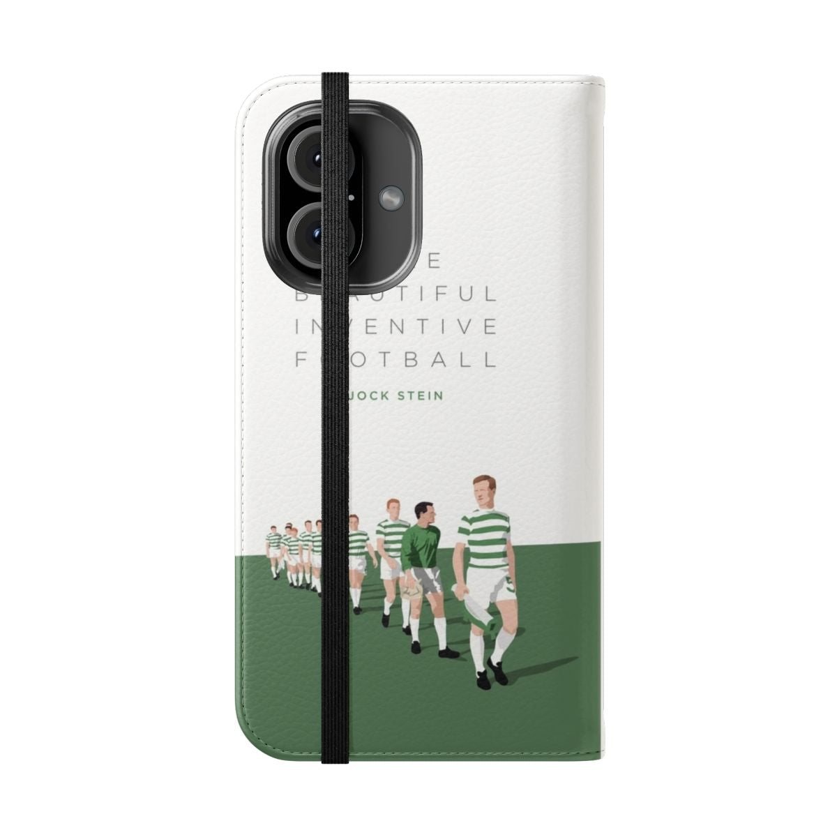 Stylish Celtic phone case featuring the iconic Lisbon Lions football team - Folded Front