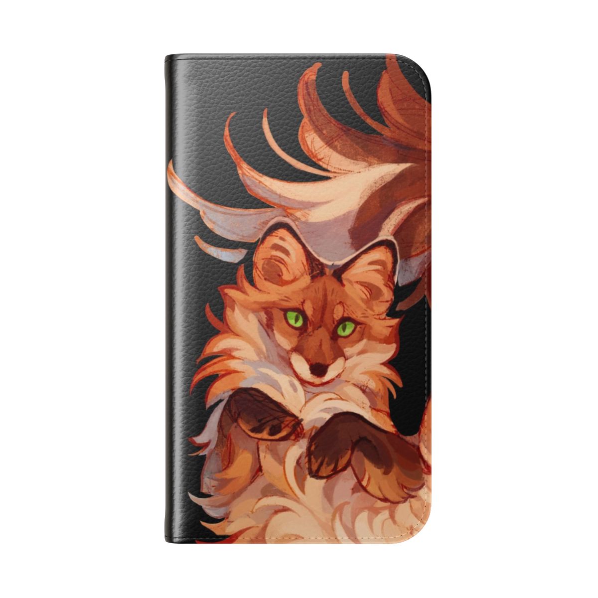 Red fox rolling in the grass on a stylish flip cover phone case - Folded Back