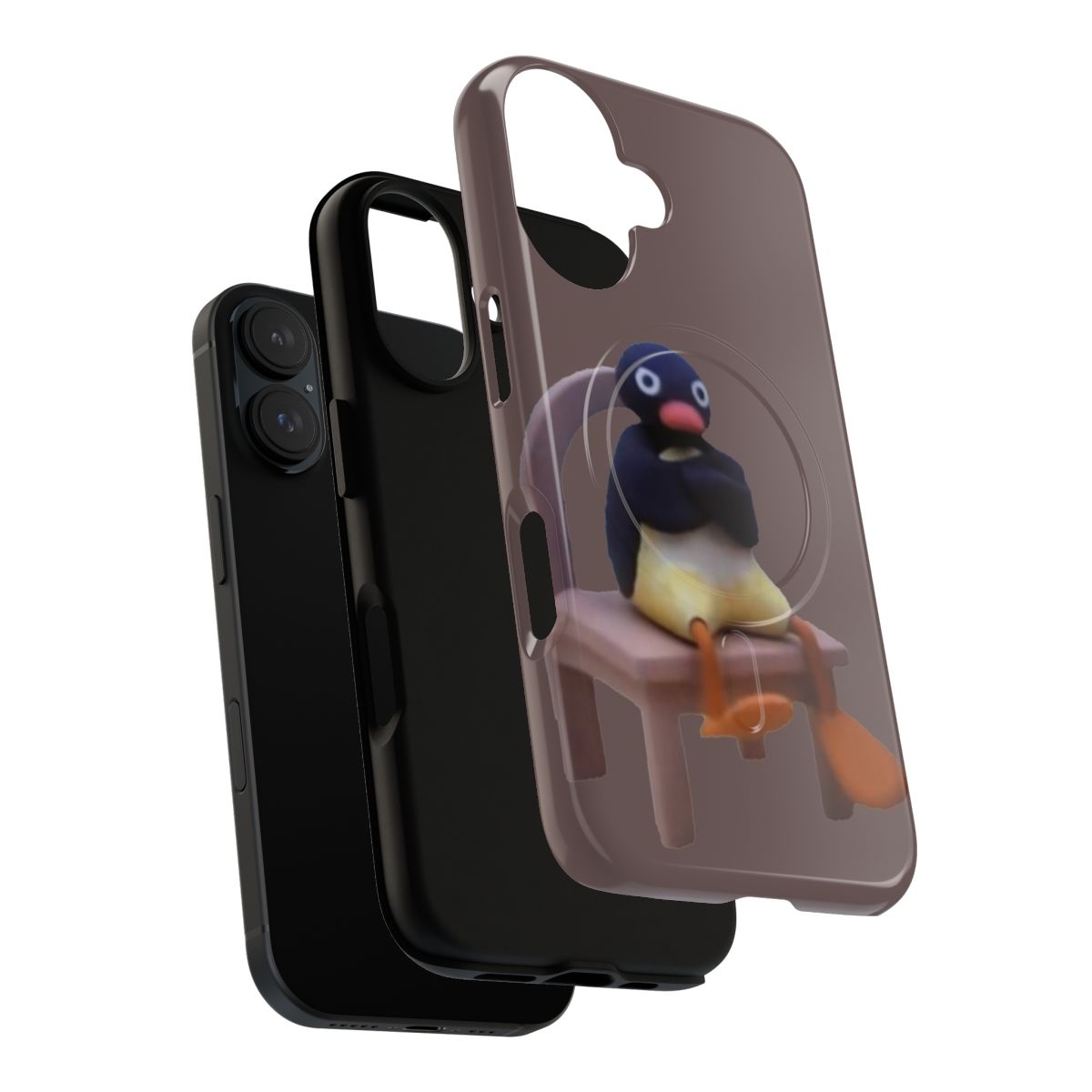 Magnetic tough phone case with angry pingu penguin meme design - Layers