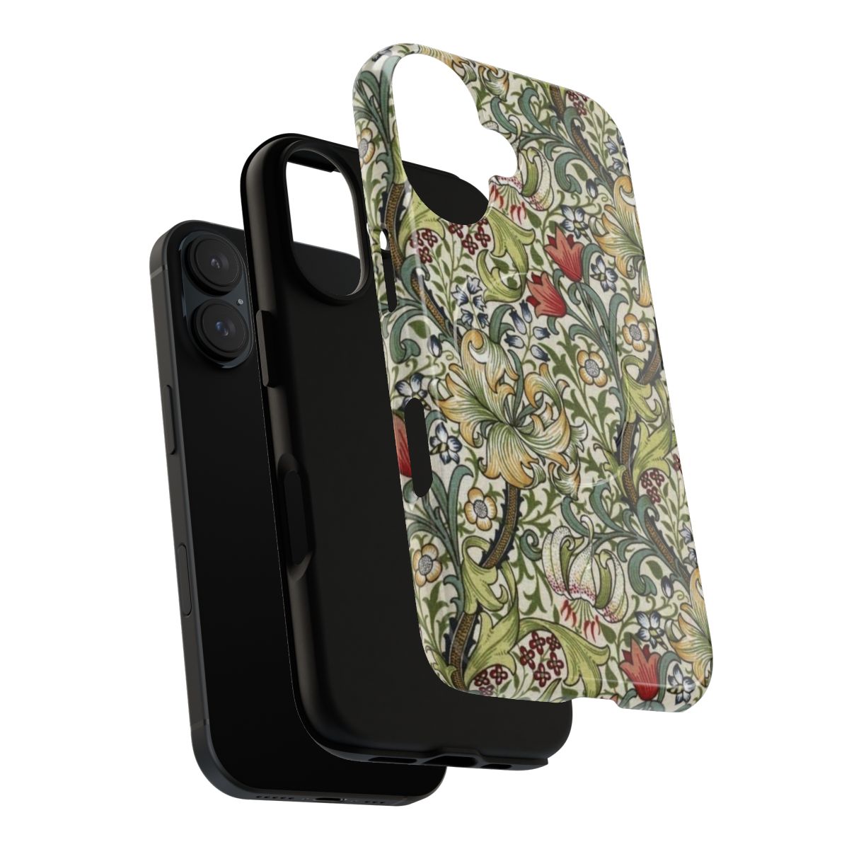 Vintage-inspired floral phone case design with honeysuckle motif, based on the art of William Morris. - Layers