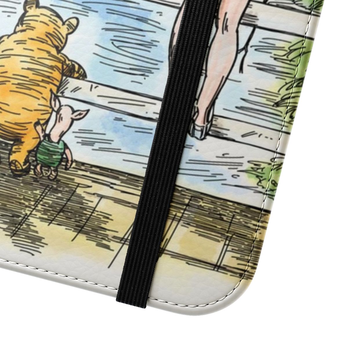 Winnie the Pooh-themed phone case featuring classic illustrations of Pooh Bear and friends - Close Up