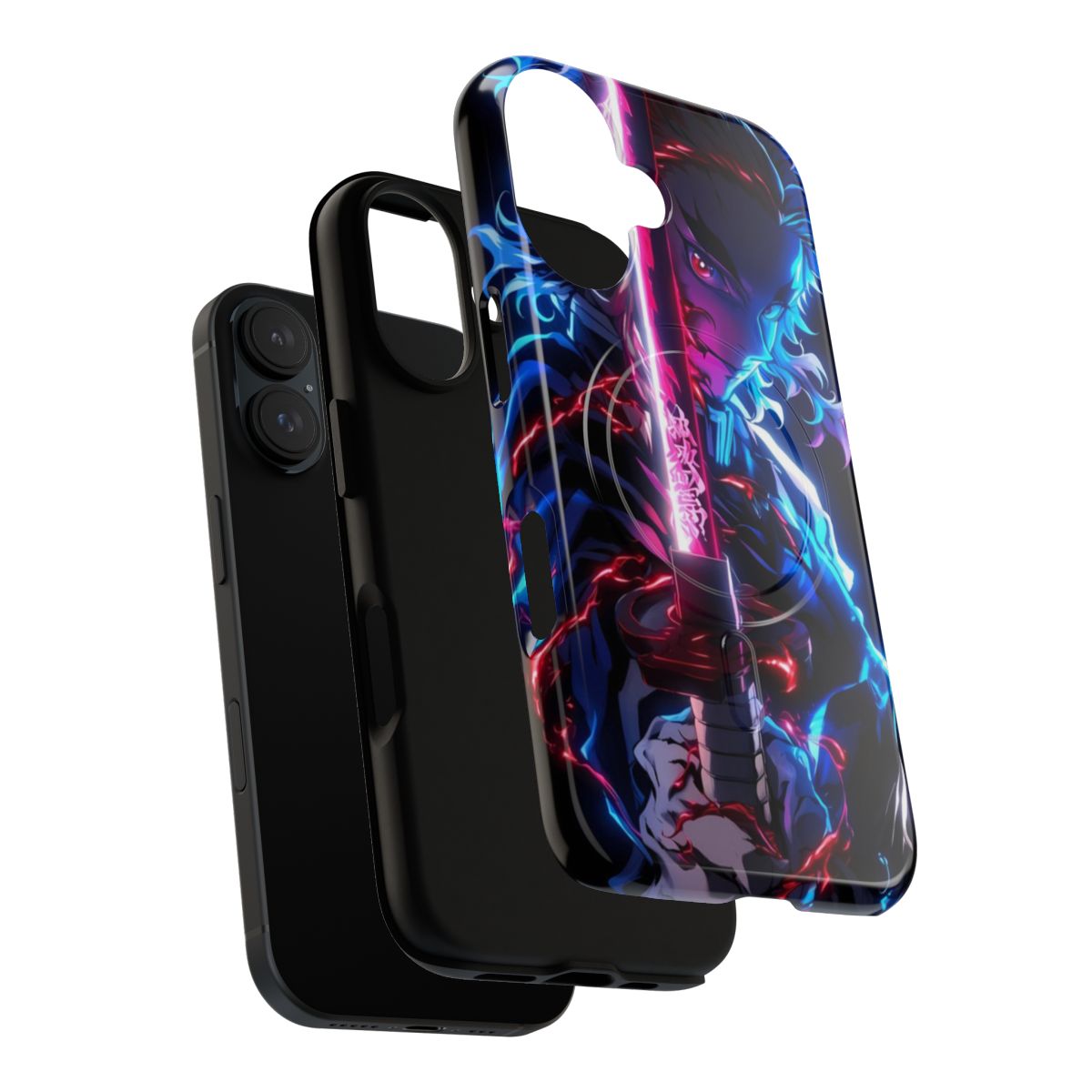 Rengoku-inspired magnetic tough phone case with neon color scheme - Layers