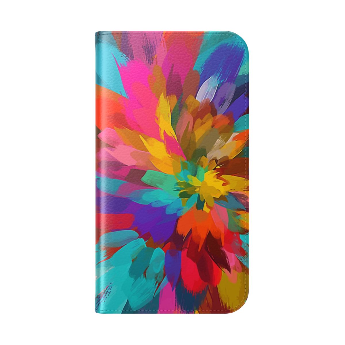 Vibrant summer artwork with colorful bright brush strokes on a protective phone case - Folded Back