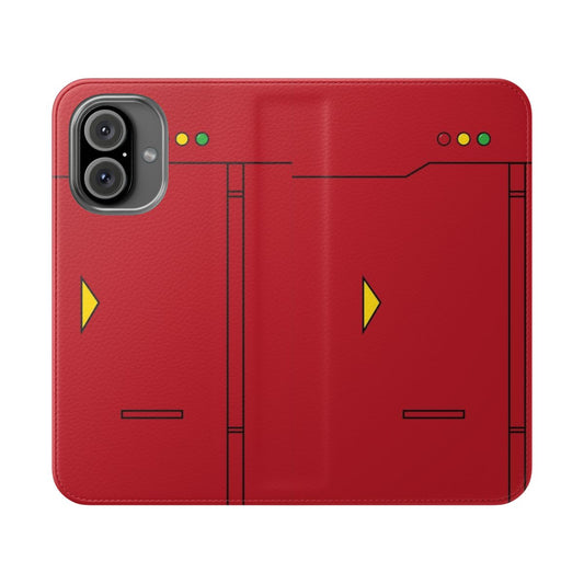 Pokémon-themed flip cover phone case with pokédex design