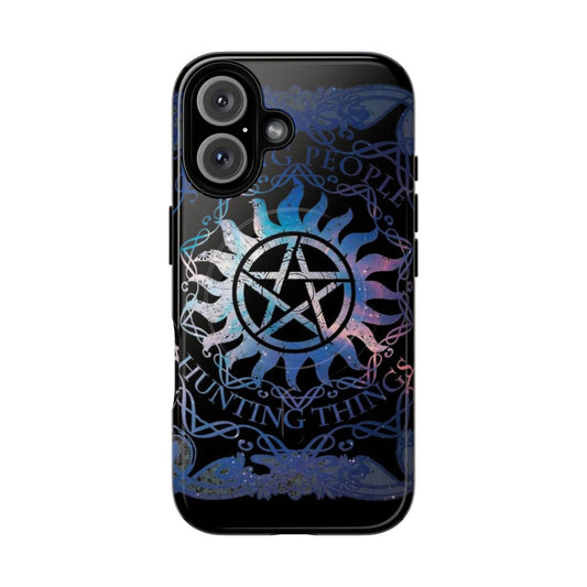 Magnetic phone case with supernatural-inspired pentagram design