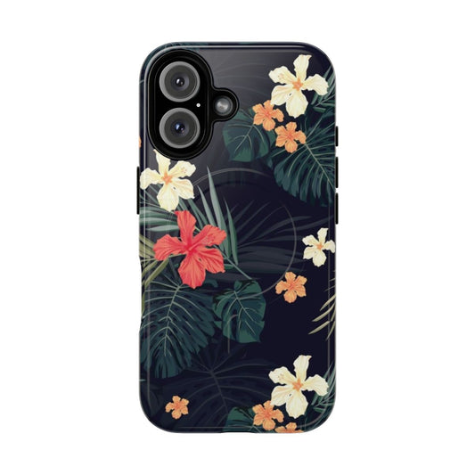 A dark tropical floral phone case with a botanical, exotic design.