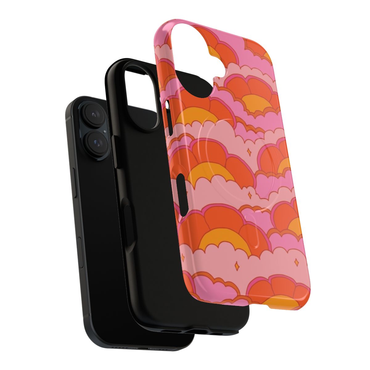 Retro psychedelic phone case with floral and graphic design patterns - Layers