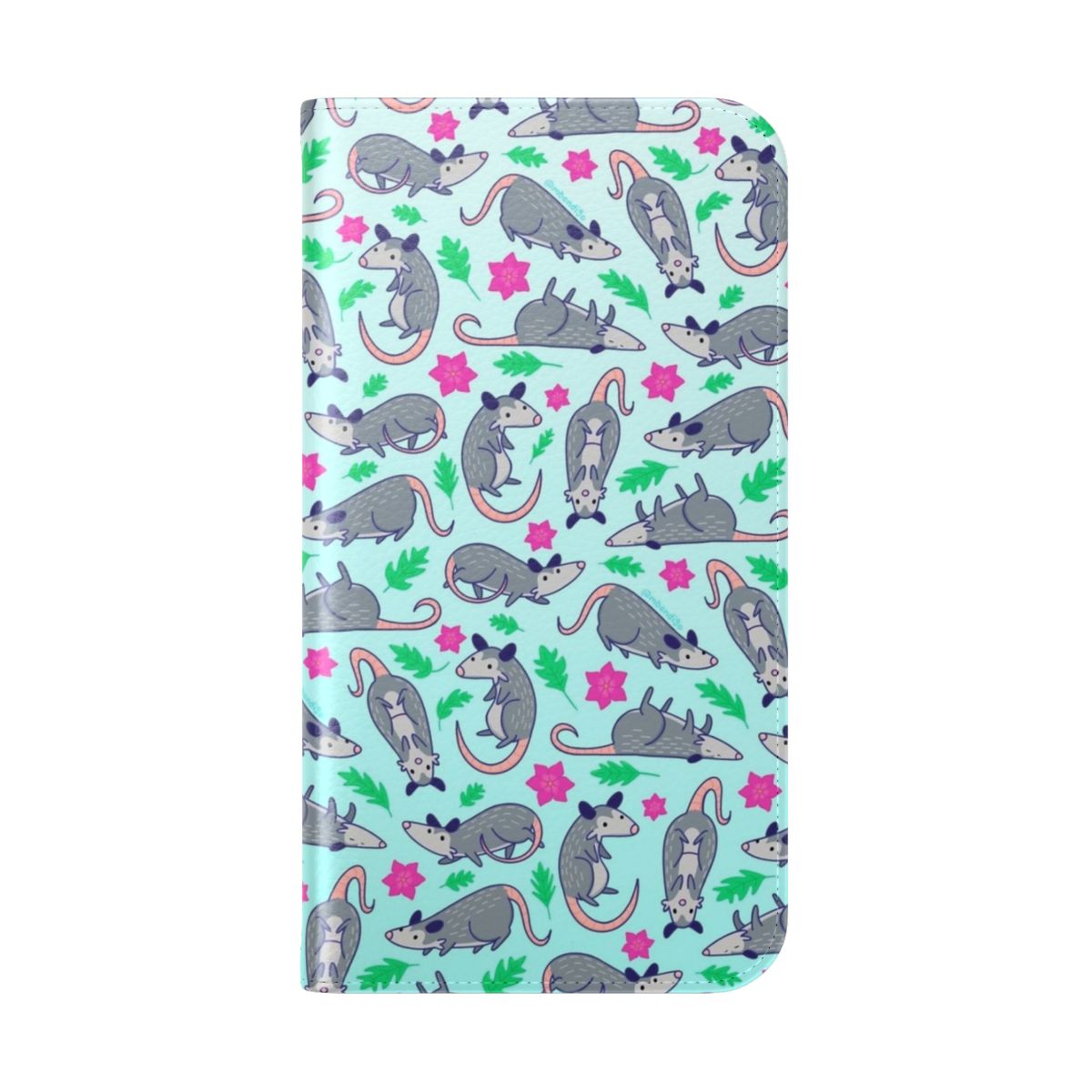 Opossum pattern phone case with a cute, nature-inspired design - Folded Back