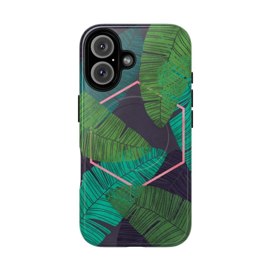 Mirage-inspired phone case with abstract foliage and leaf pattern design