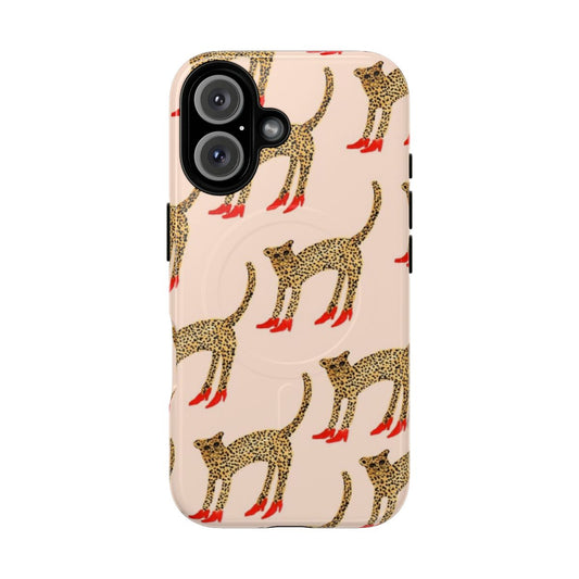 Cheetah print phone case with heels design