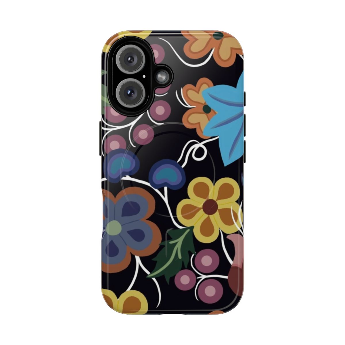 Ojibwe floral design on a tough, magnetic phone case