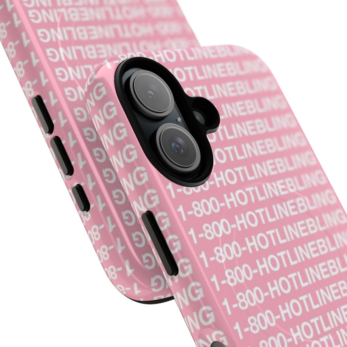 Trendy pink magnetic tough phone case with hotline bling inspired design - Detail