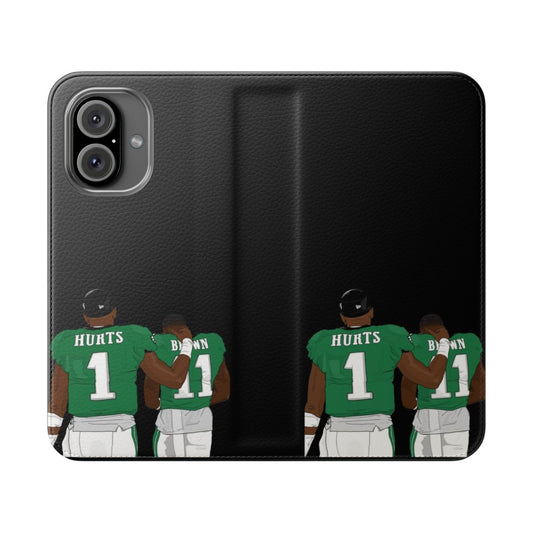 Philadelphia Eagles-Inspired Flip Cover Phone Case Featuring Jalen Hurts and AJ Brown