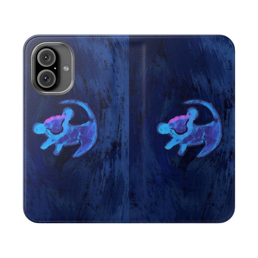 A cartoon image of Simba the lion from The Lion King movie on a phone case.