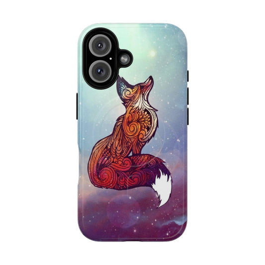 Space fox design on a durable and protective magnetic phone case