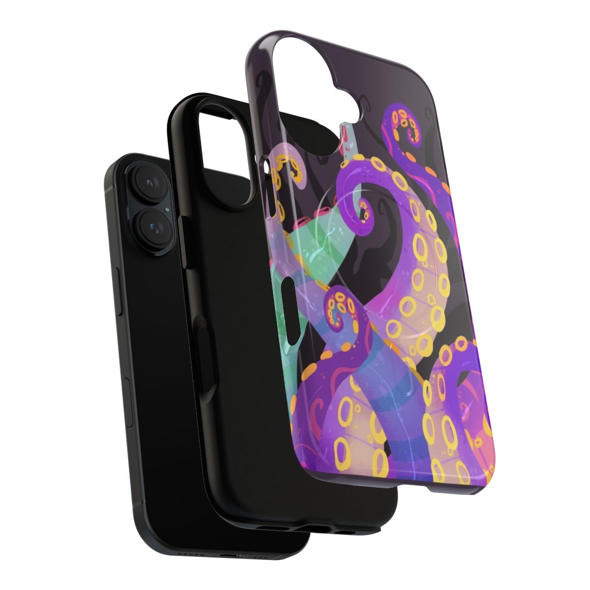 Purple tentacles wrapping around a phone on a magnetic phone case - Layers