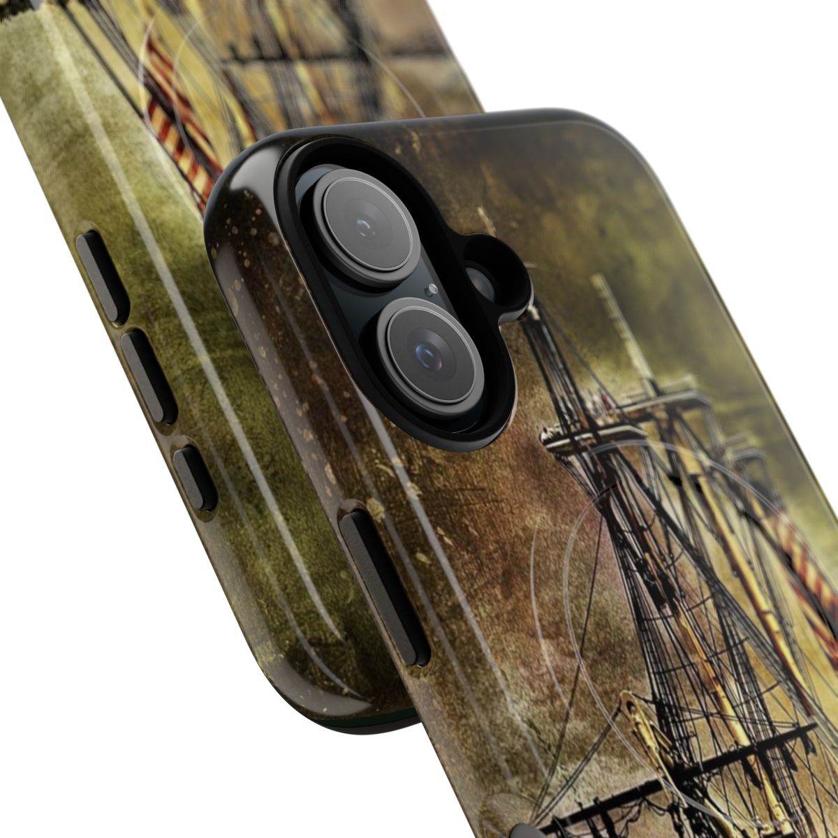 Magnetic phone case with image of the historic USS Constitution tall ship - Detail