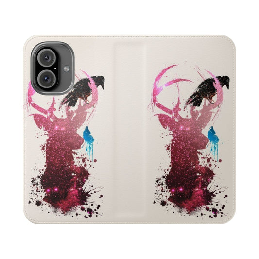 A stylish flip cover phone case featuring a spirits design, inspired by the popular video game Life is Strange.