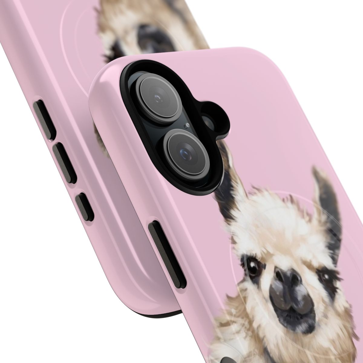 Magnetic protective phone case featuring a cute llama design - Detail