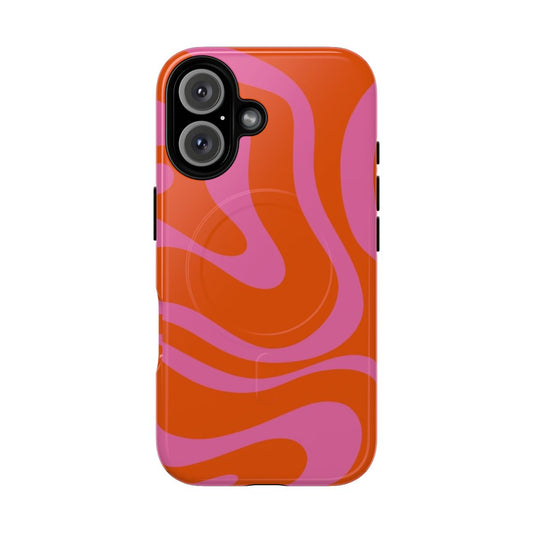 Colorful abstract pattern phone case with a retro-inspired aesthetic