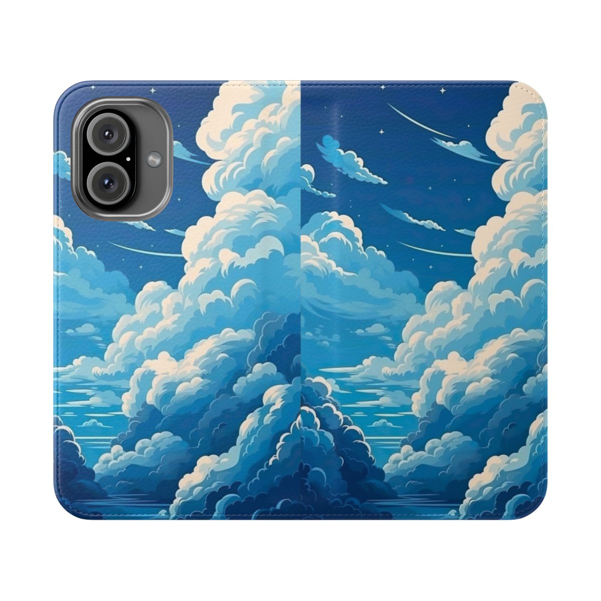 Flip cover phone case with a beautiful cloudy sky design