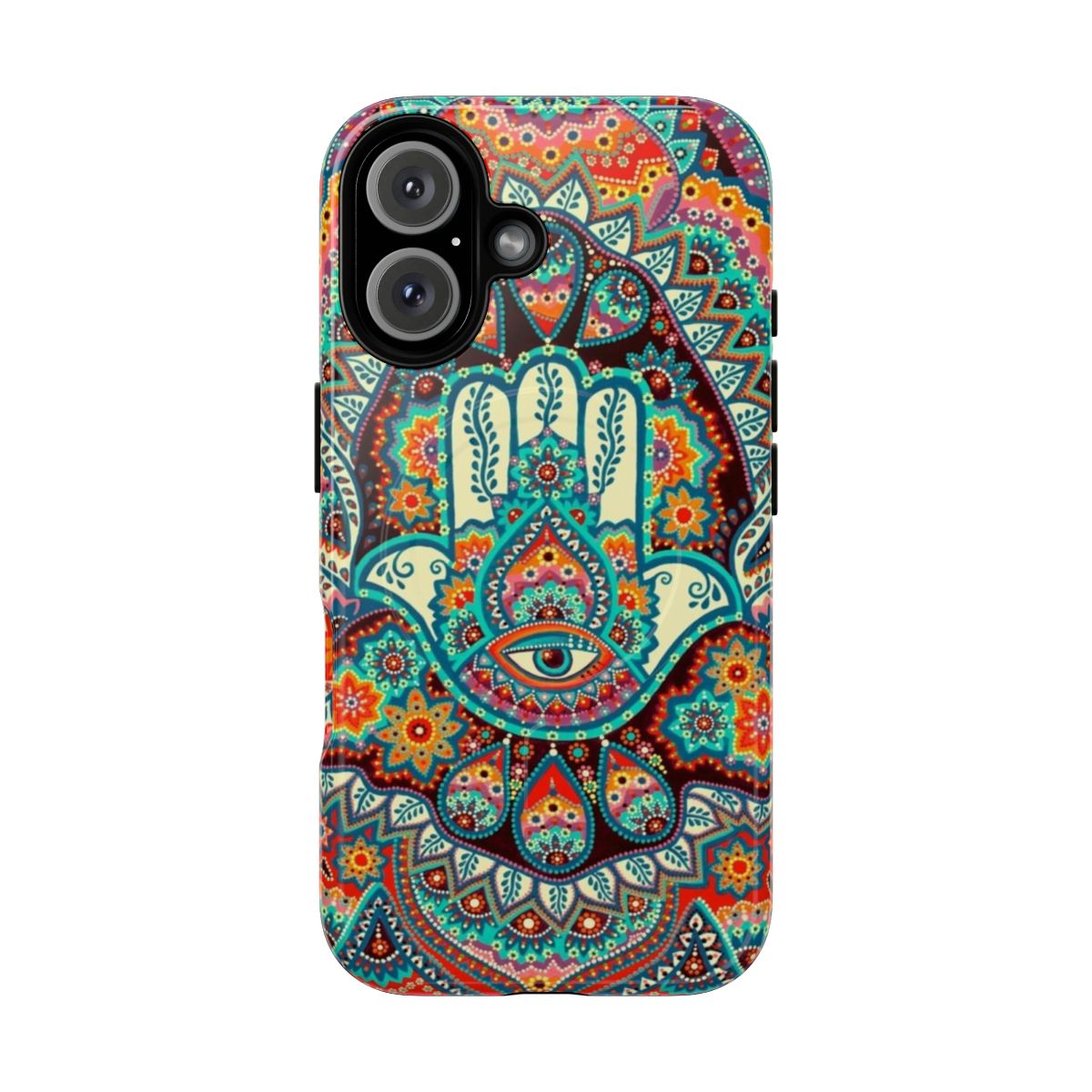 Bohemian Hamsa Hand Magnetic Tough Phone Case with Mandala and Dot Art Design