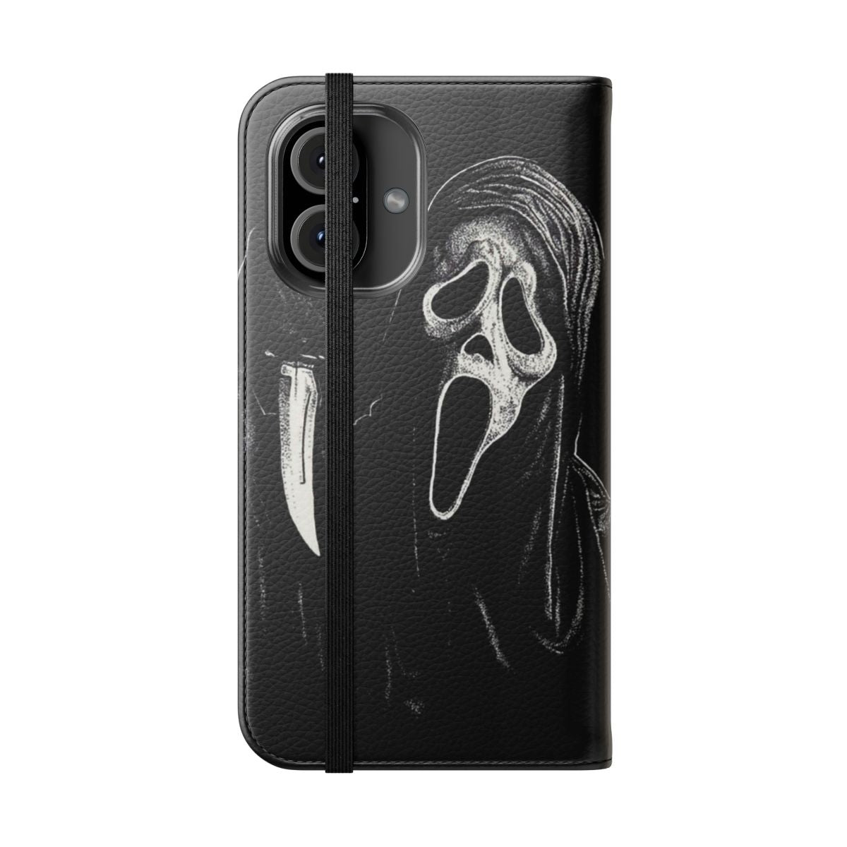 Ghostface-inspired phone case with flip cover design - Folded Front