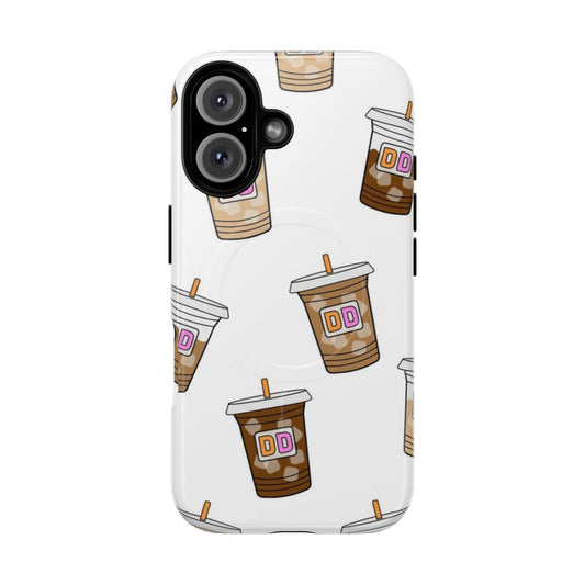 Dunkin-inspired iced coffee print magnetic tough phone case