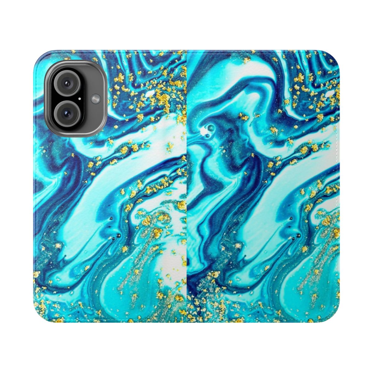 Artistic abstract fluid art phone case with marble, swirl, and tie-dye designs