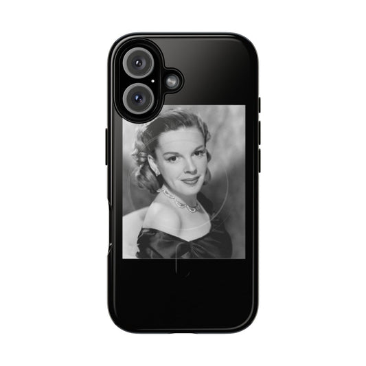 A tough, magnetic phone case featuring the iconic image of legendary actress Judy Garland.