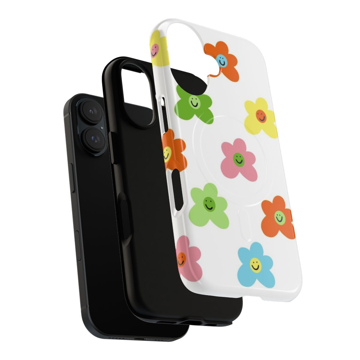 Pastel-colored floral and smiley pattern phone case - Layers