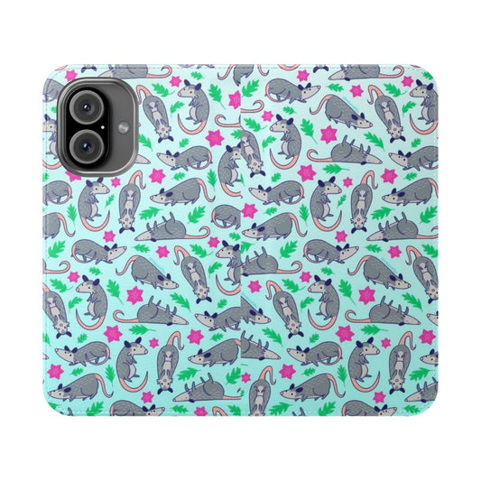 Opossum pattern phone case with a cute, nature-inspired design