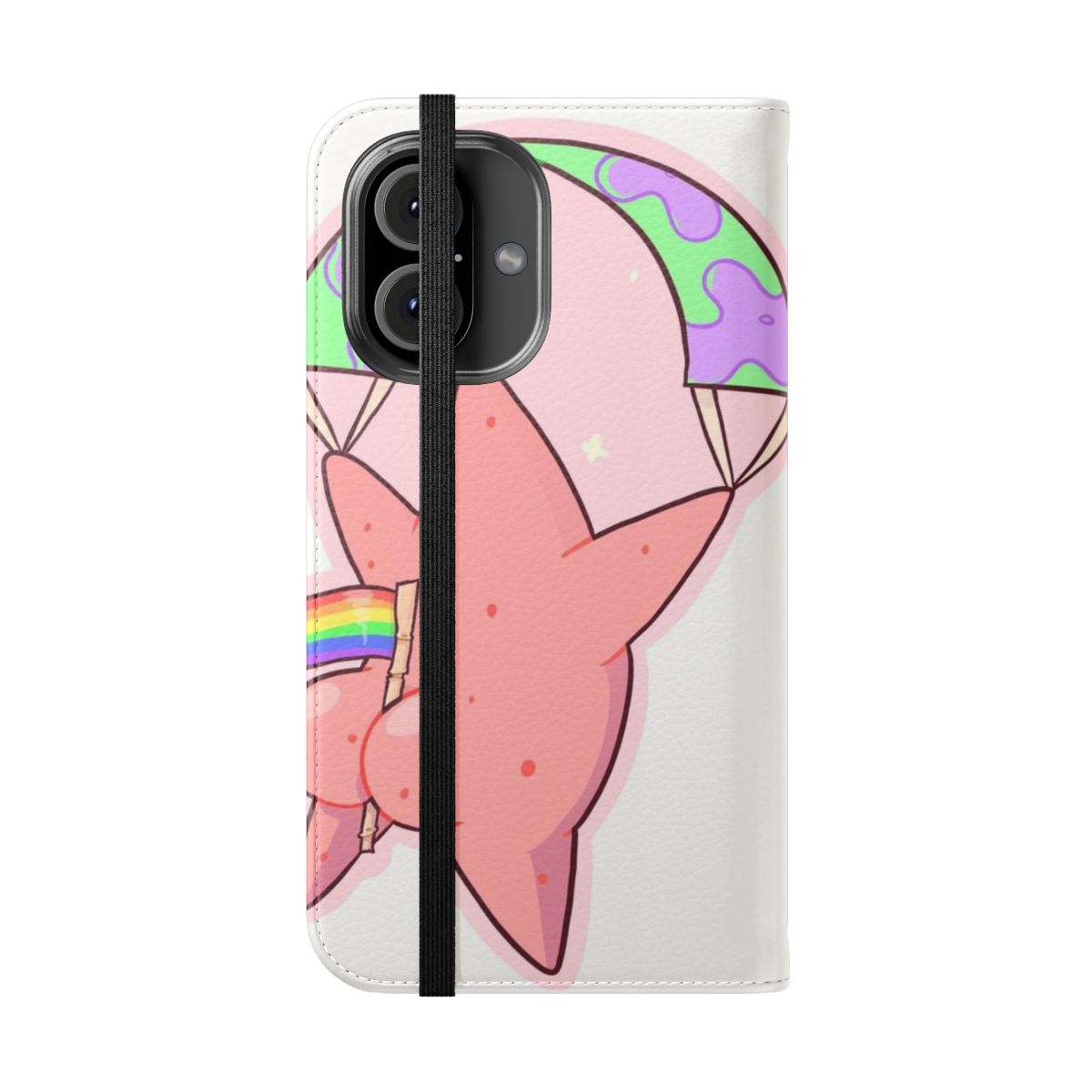 Vibrant phone case cover featuring a cartoon character from the Spongebob Squarepants TV series in support of LGBTQ+ pride. - Folded Front