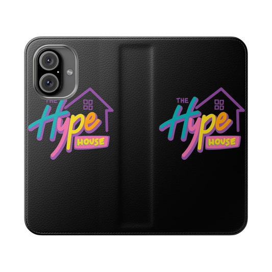 Flip cover phone case featuring the Hype House logo and favorite creators