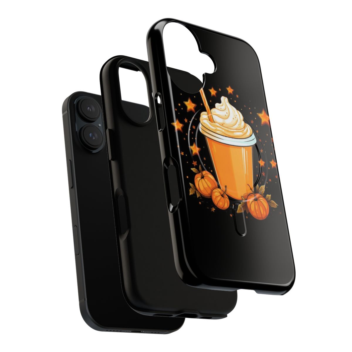 Pumpkin spice-themed phone case with a magnetic closure and durable protection - Layers