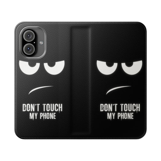 Stylish flip cover phone case with "Don't Touch My Phone" text design