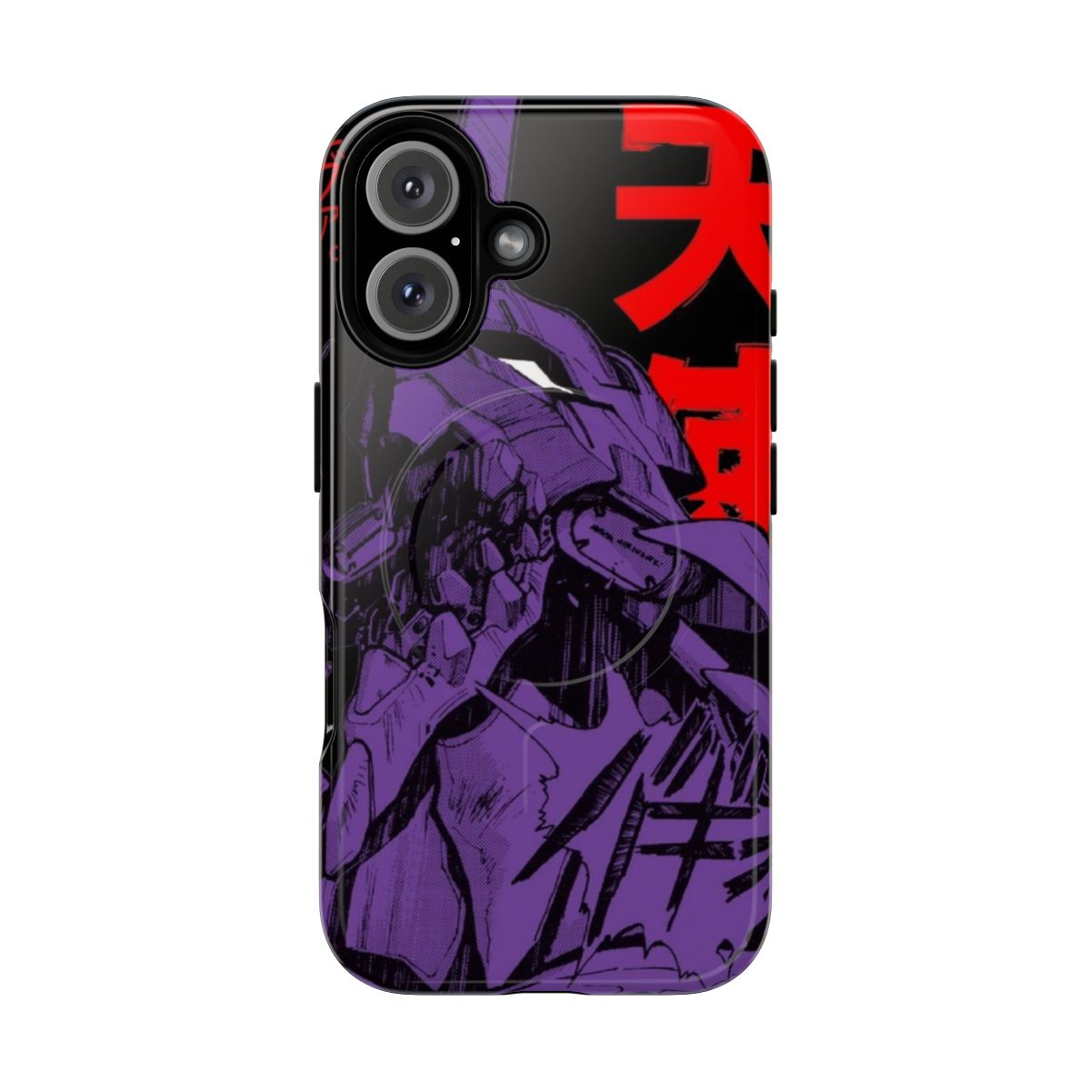 Anime-style magnetic phone case with Evangelion-inspired graphics and durable protective design