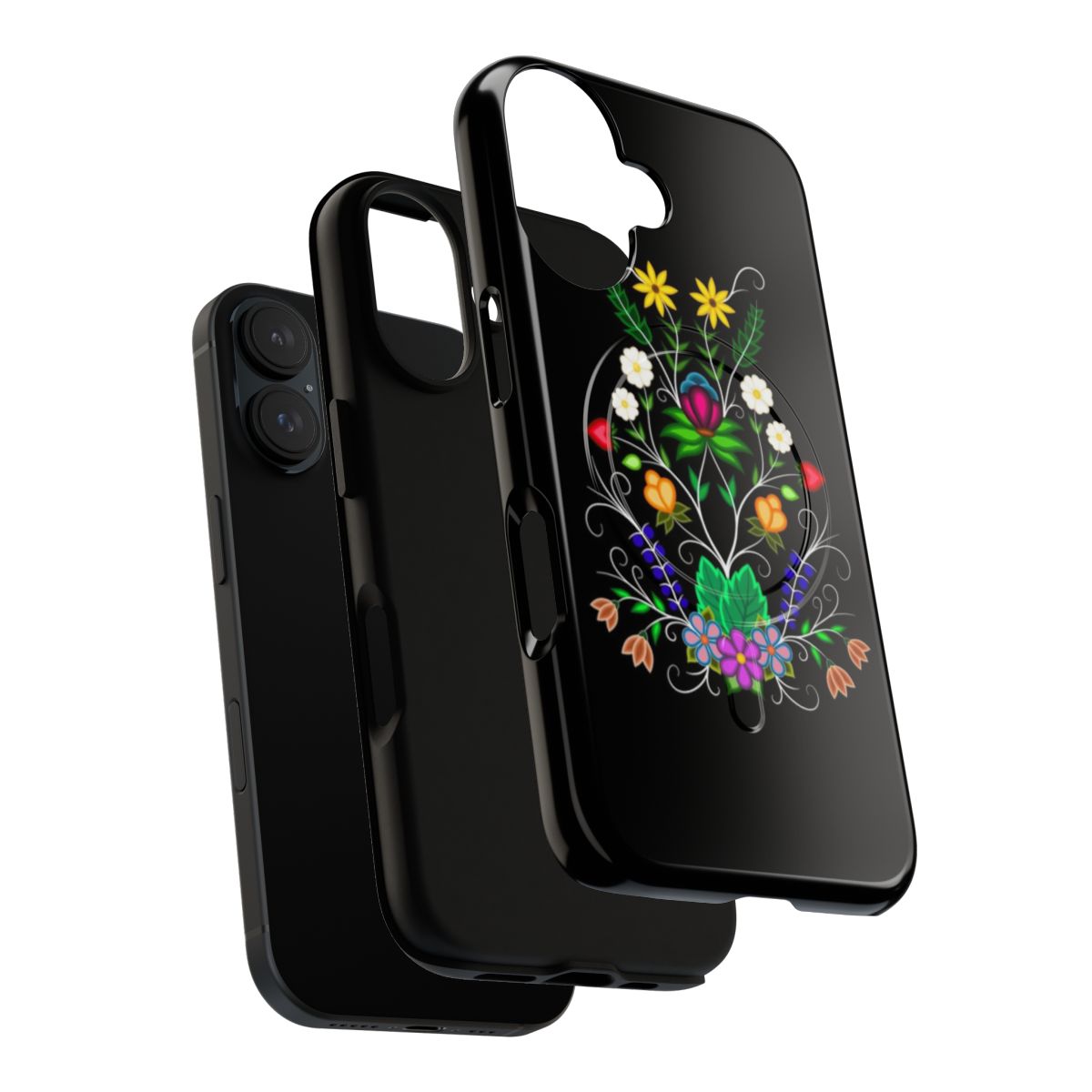 Ojibwe floral motif design on a magnetic tough phone case - Layers