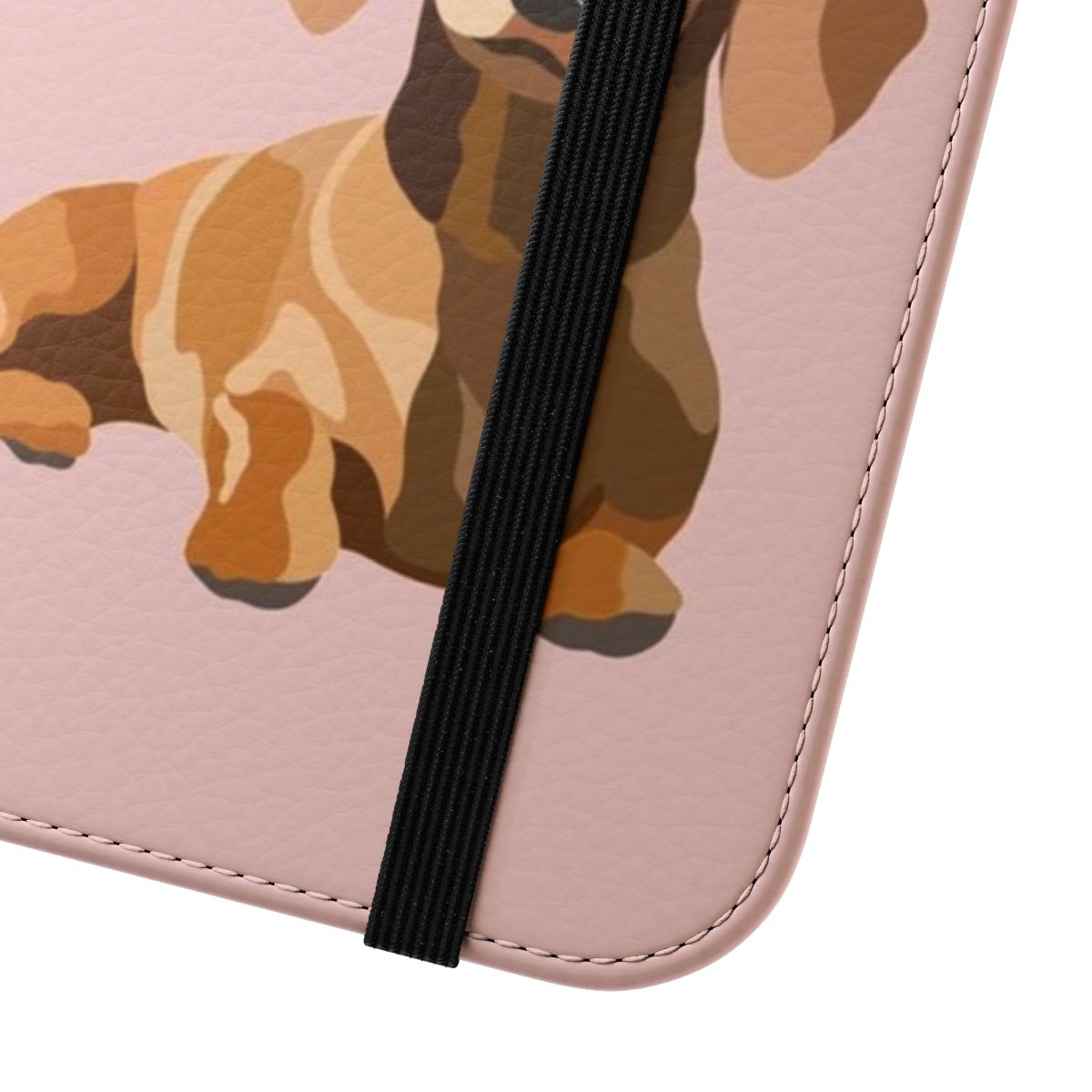 Illustration of a cute miniature dachshund dog on a phone case - Close Up