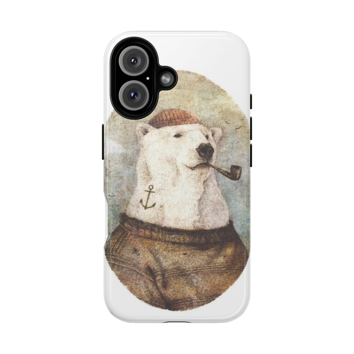 Vintage-style illustration of a polar bear on a magnetic phone case