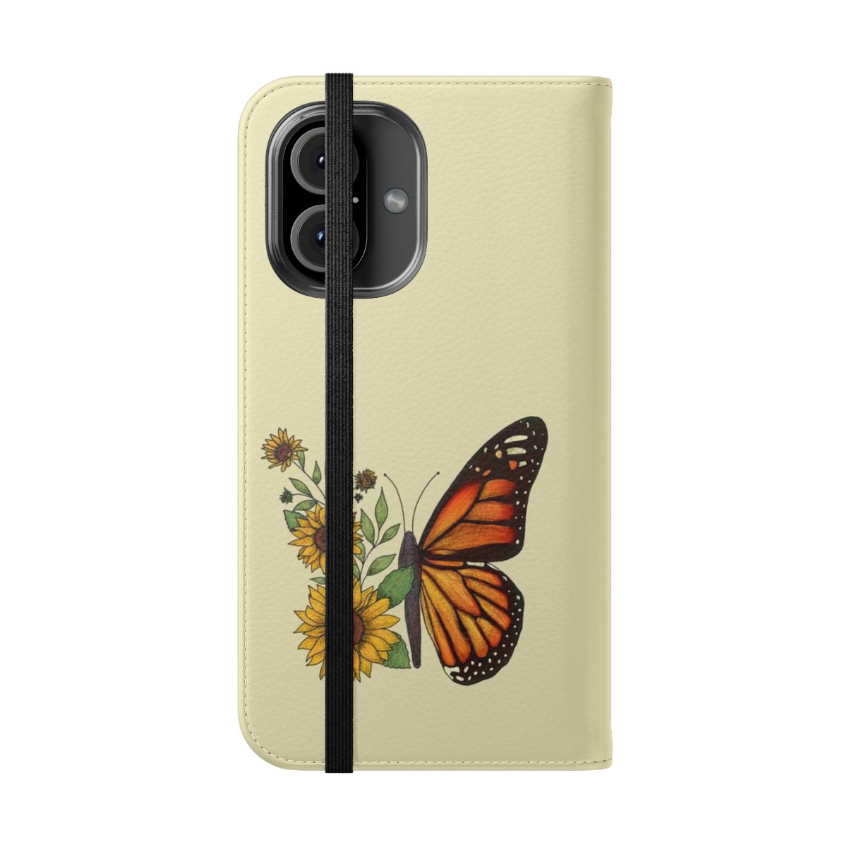 Elegant butterfly and floral design phone case cover - Folded Front