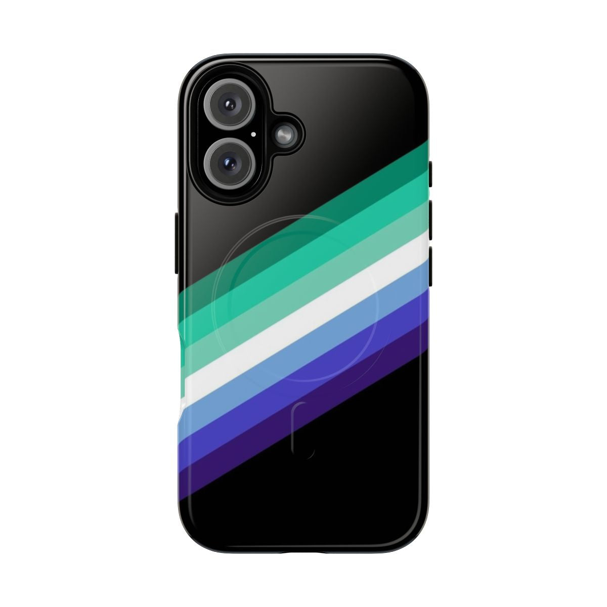 Colorful pride flag design on a magnetic, tough phone case