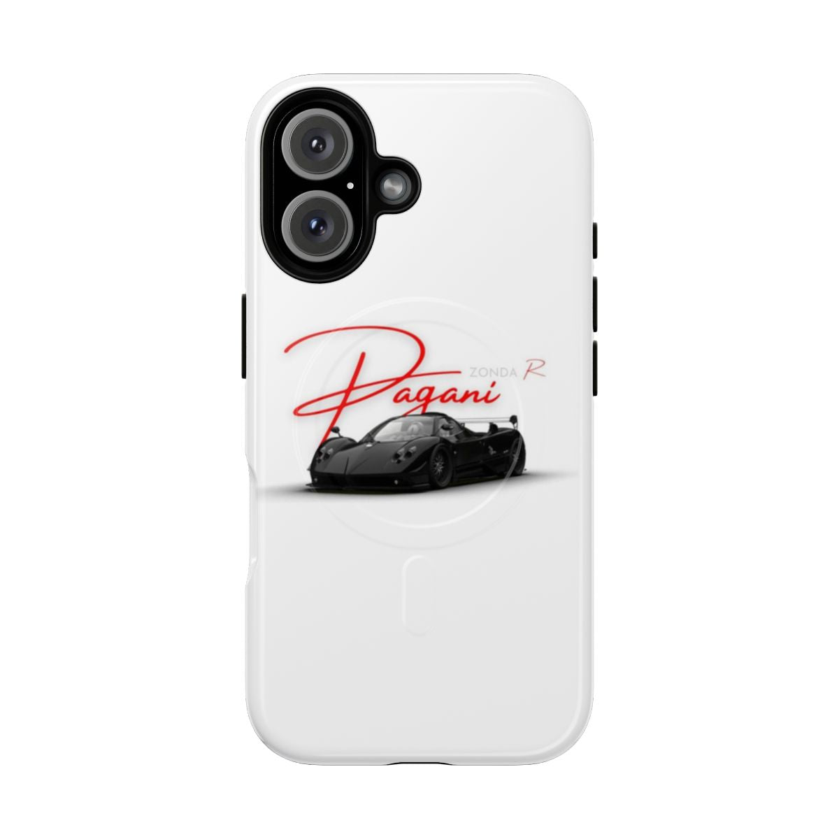 Magnetic tough phone case featuring a high-performance car design