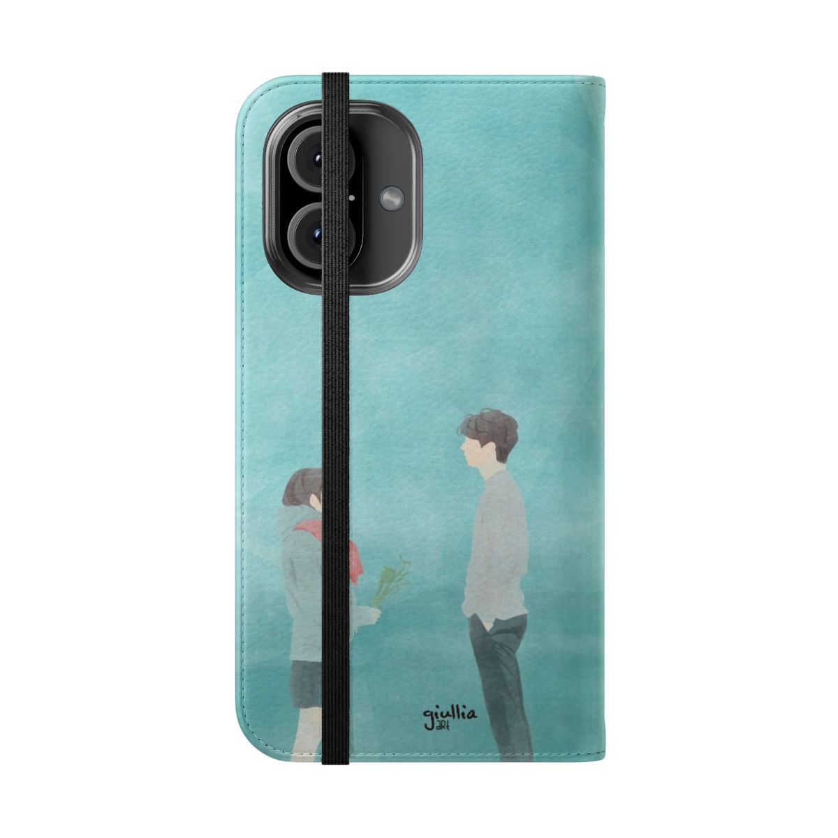 Goblin-inspired flip cover phone case with fan art design - Folded Front