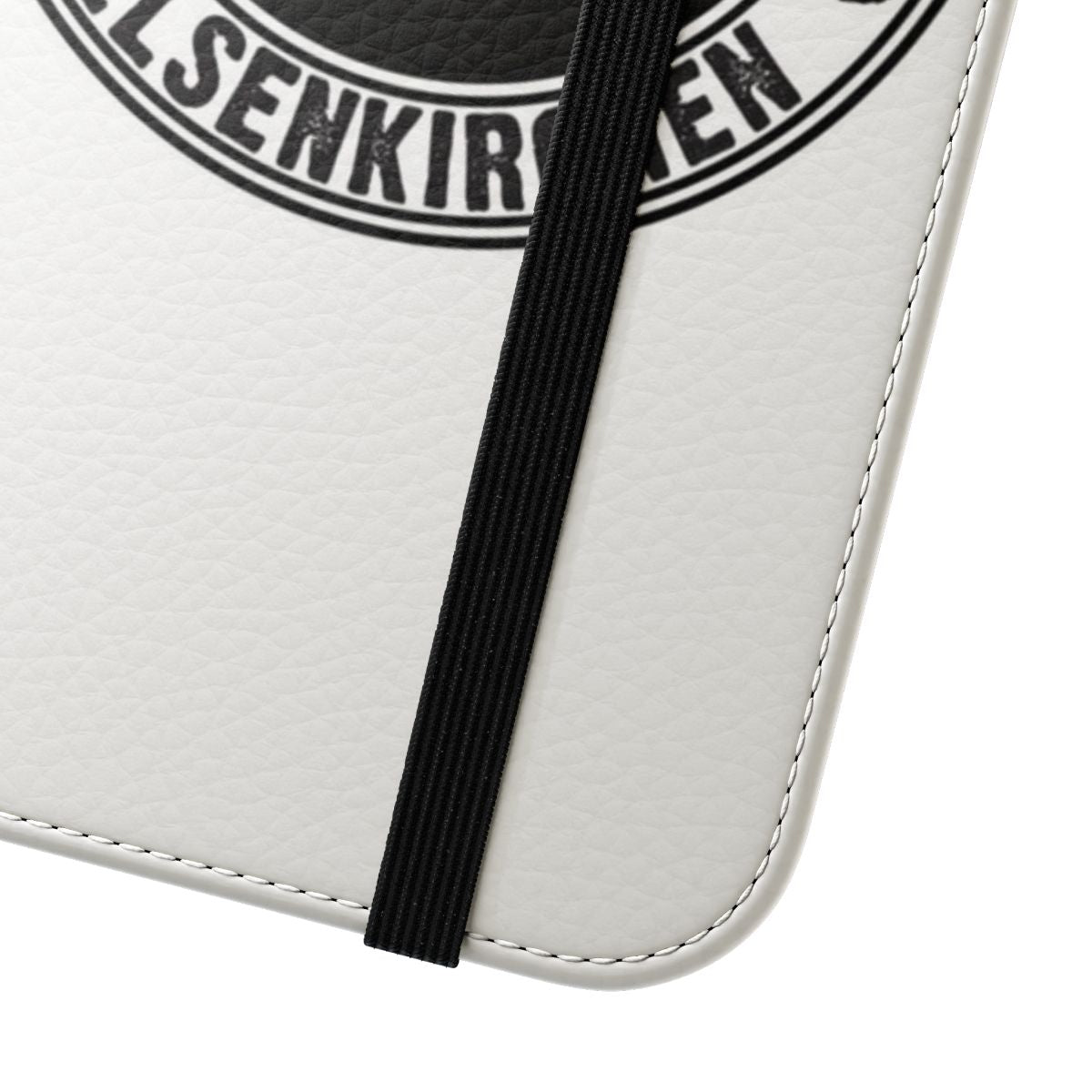 Ruhrpott-themed smartphone flip cover case featuring Gelsenkirchen's coat of arms - Close Up