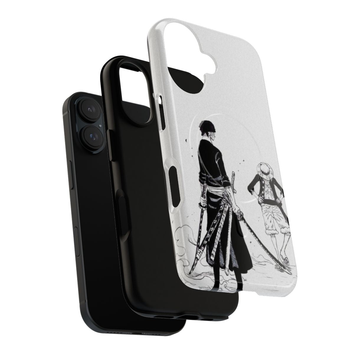 Anime-themed protective phone case featuring Luffy and Zoro from One Piece - Layers