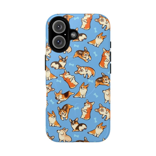 Jolly corgis in blue Pembroke Welsh Corgi dog phone case