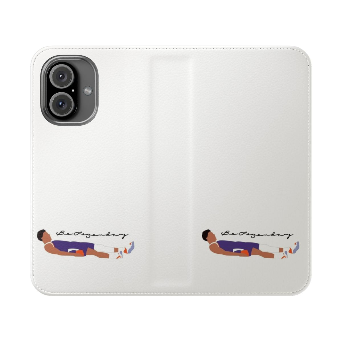 Flip cover phone case featuring a Devin Booker inspired design with a Kobe Bryant tattoo tribute