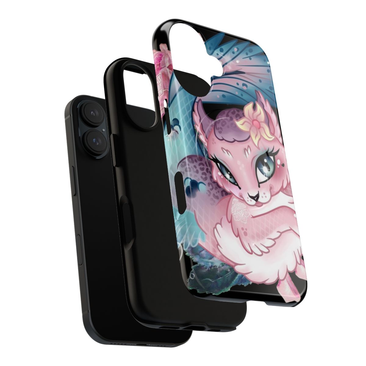 Purrmaid-inspired magnetic tough phone case with a kawaii cat design - Layers